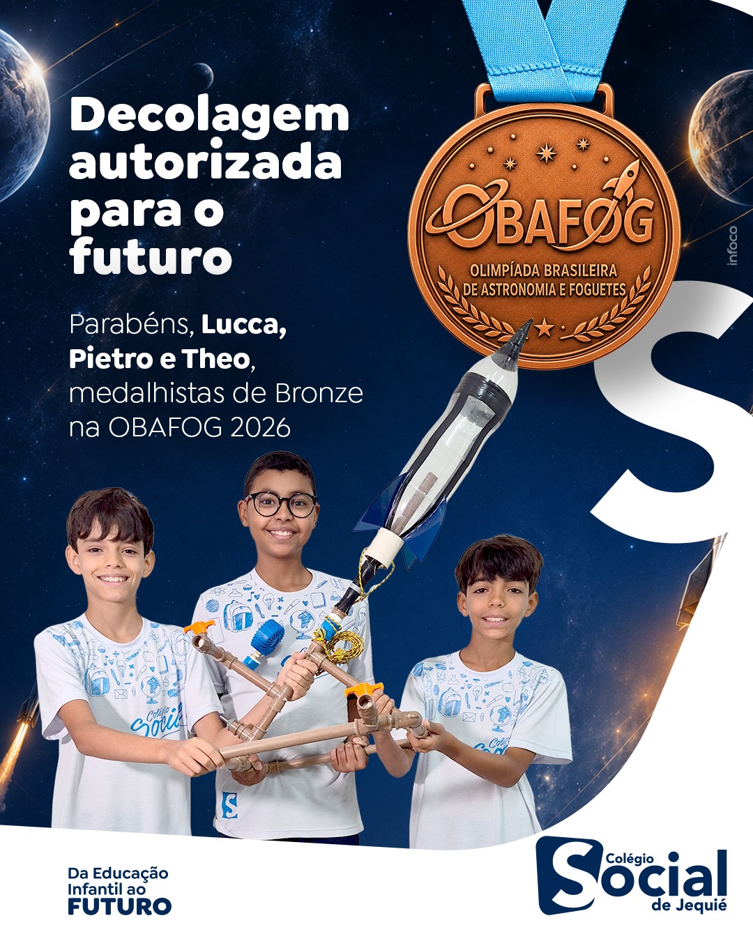 Alunos medalhistas de bronze na OBAFOG 2026